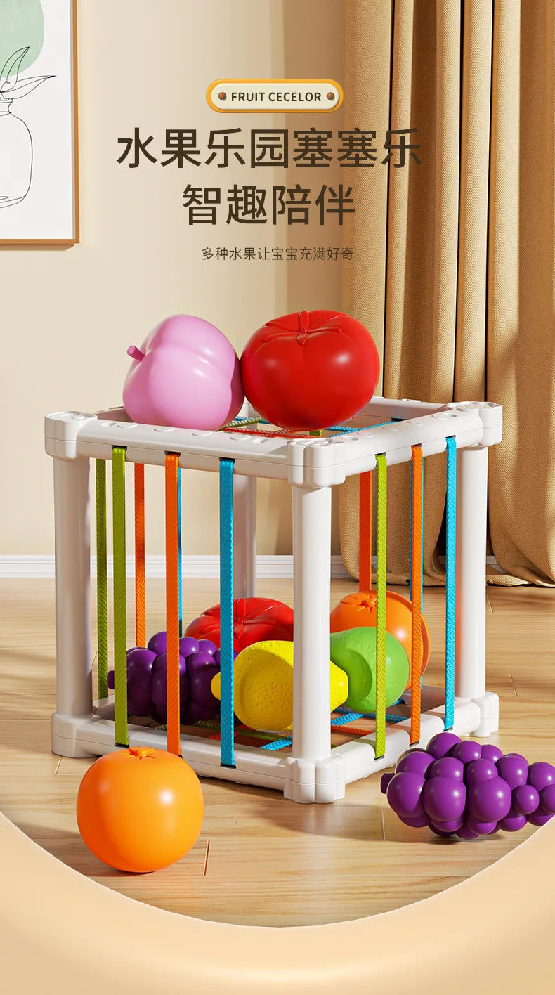 Baby Montessori Shape Sorter Cube Rainbow Blocks Educational Sorting Toy for Toddlers Learning Game - A024