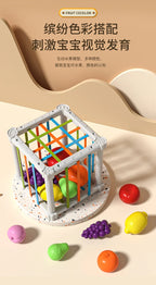 Baby Montessori Shape Sorter Cube Rainbow Blocks Educational Sorting Toy for Toddlers Learning Game - A024