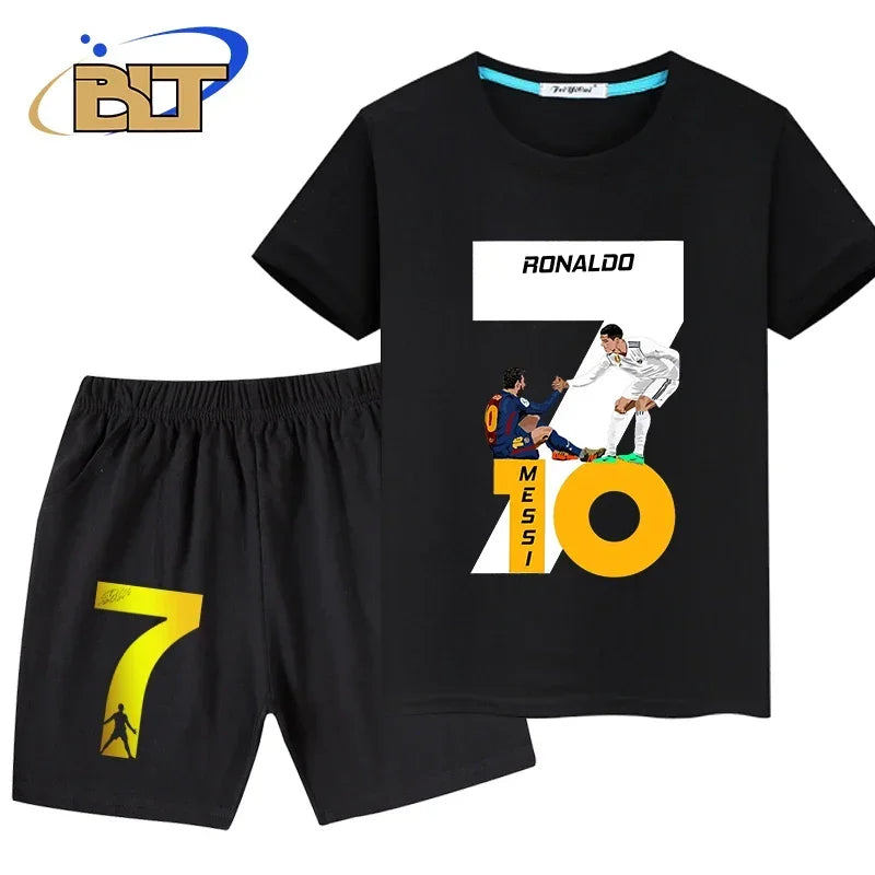 Ronaldo Kids Summer T-Shirt & Shorts Set Football Sports Outfit for Boys - A053