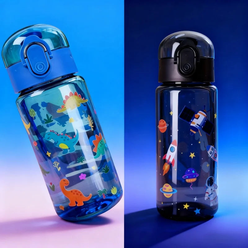 3D Cartoon Water Bottle 550ml Transparent Kids Drink Cup - A070