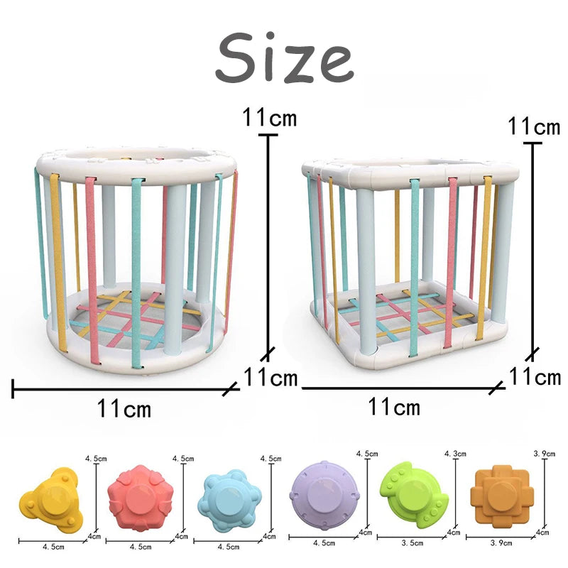 Baby Montessori Shape Sorter Cube Rainbow Blocks Educational Sorting Toy for Toddlers Learning Game - A024
