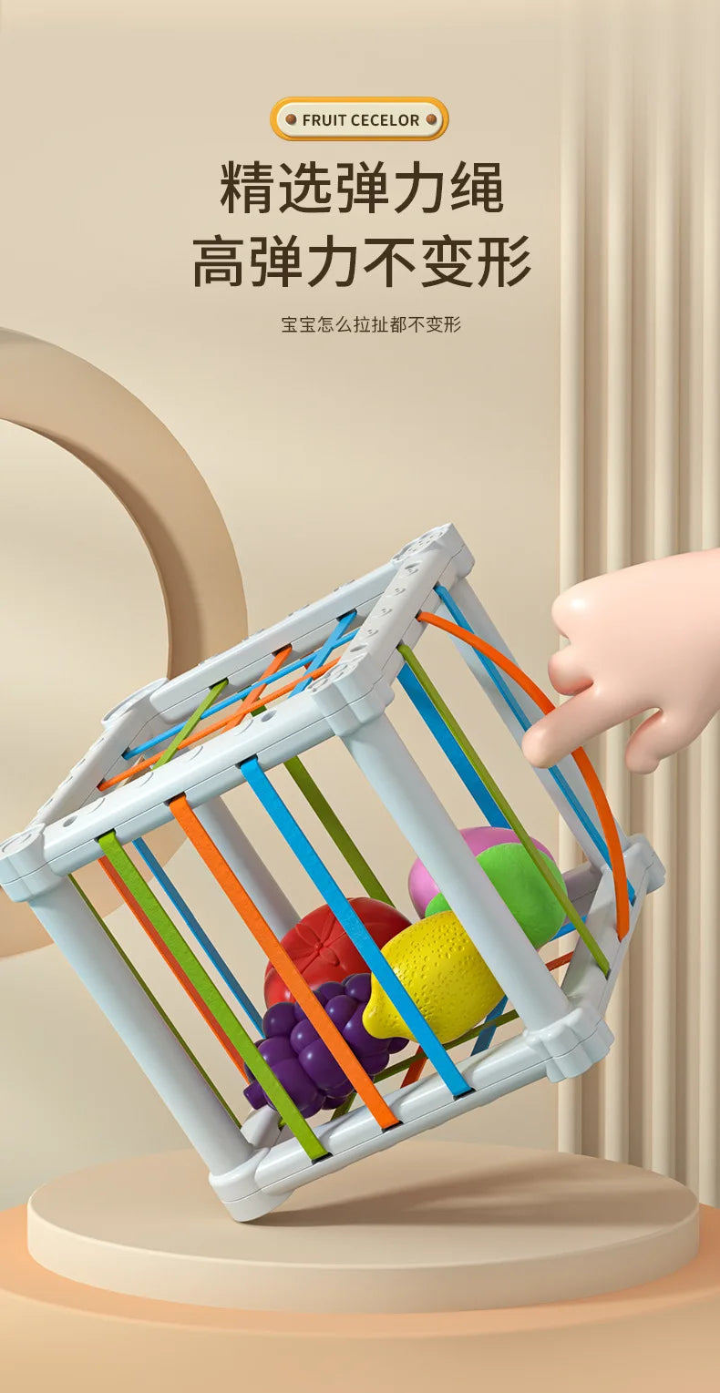 Baby Montessori Shape Sorter Cube Rainbow Blocks Educational Sorting Toy for Toddlers Learning Game - A024