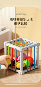 Baby Montessori Shape Sorter Cube Rainbow Blocks Educational Sorting Toy for Toddlers Learning Game - A024