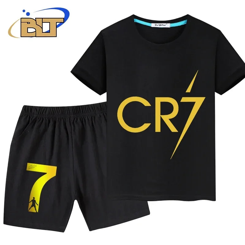 Ronaldo Kids Summer T-Shirt & Shorts Set Football Sports Outfit for Boys - A053