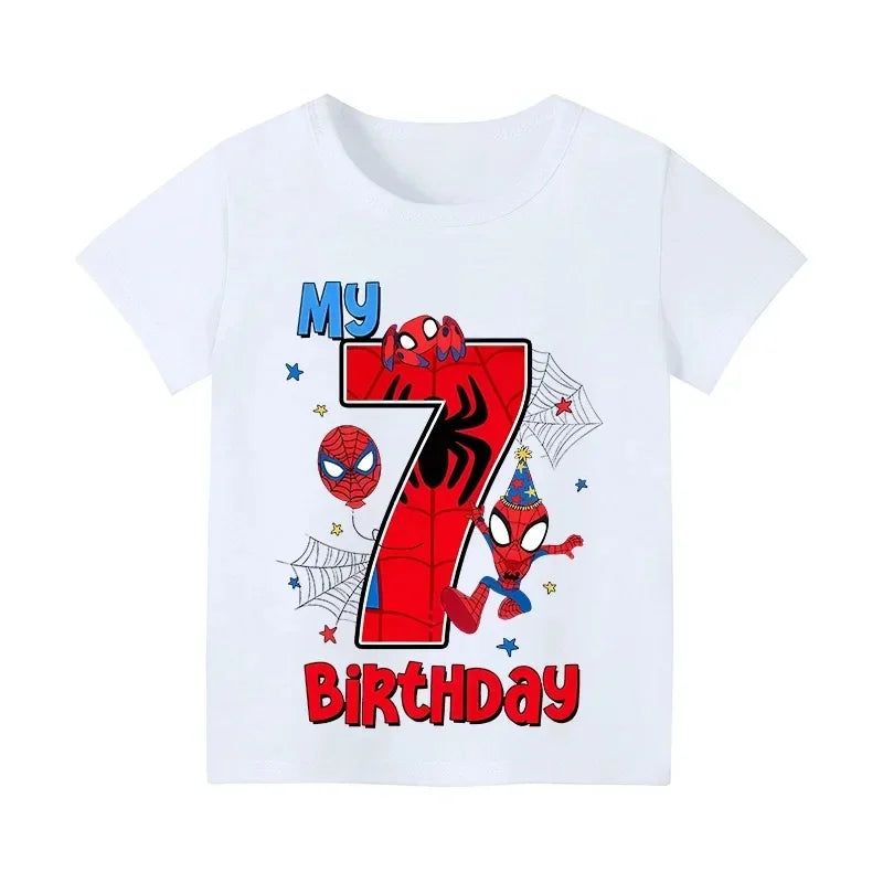 Spider-Man Kids Cartoon Digital T-Shirt Summer Short Sleeve Birthday Top - A047