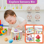 Baby Montessori Shape Sorter Cube Rainbow Blocks Educational Sorting Toy for Toddlers Learning Game - A024